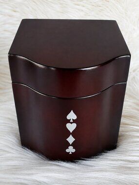 Vintage Rosewood 4 Suits Card & Scorepad Wooden Box Holder